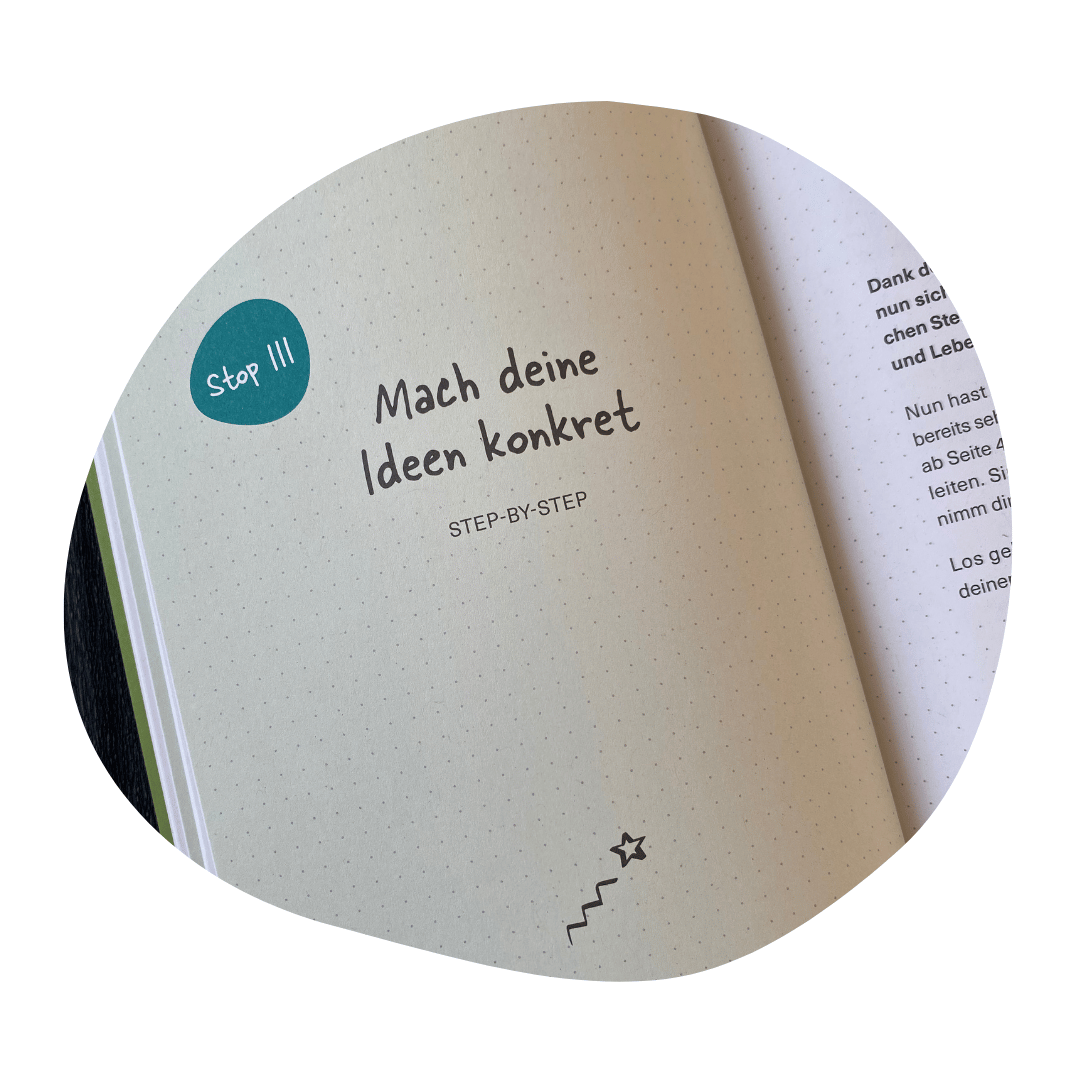 Seite aus dem boxnstop-Arbeitsbuch: Stop 3. Mach deine Ideen konkret