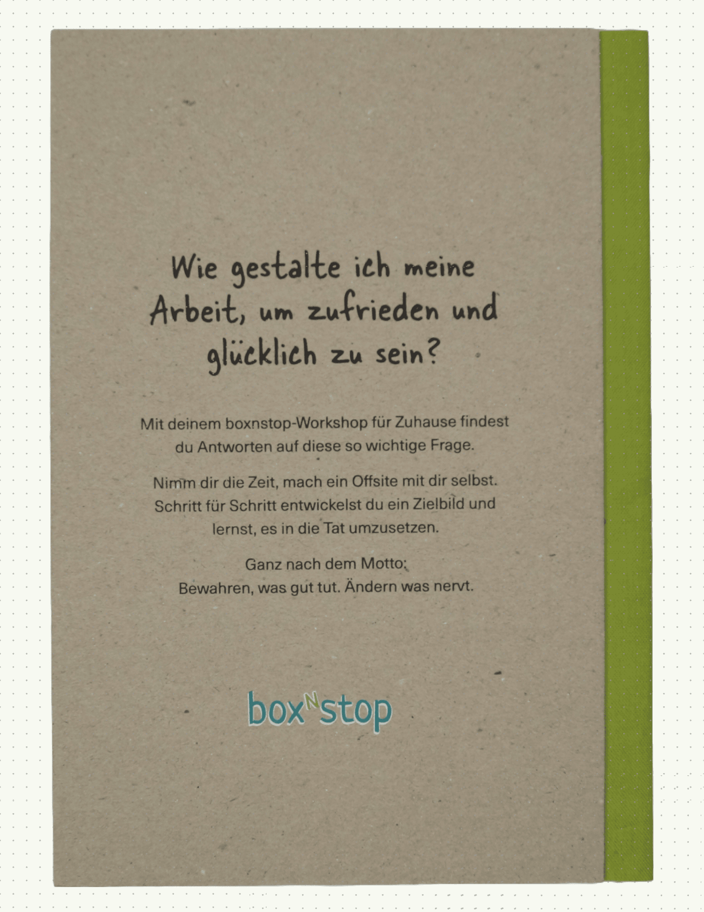 Rückseite des boxnstop-Arbeitsbuchs für die Selbststandigkeit