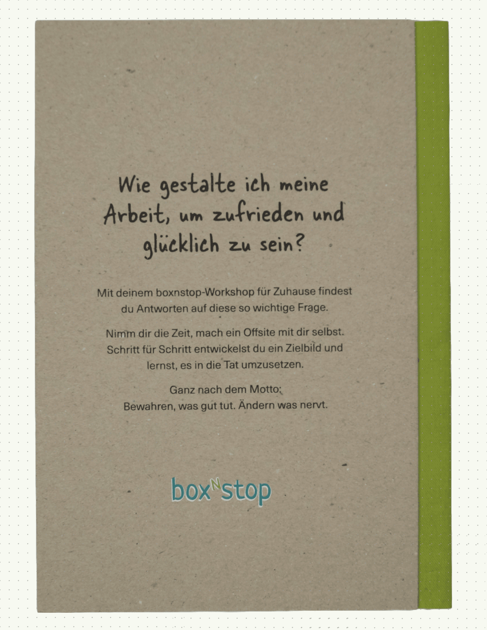 Rückseite des boxnstop-Arbeitsbuchs für die Selbststandigkeit